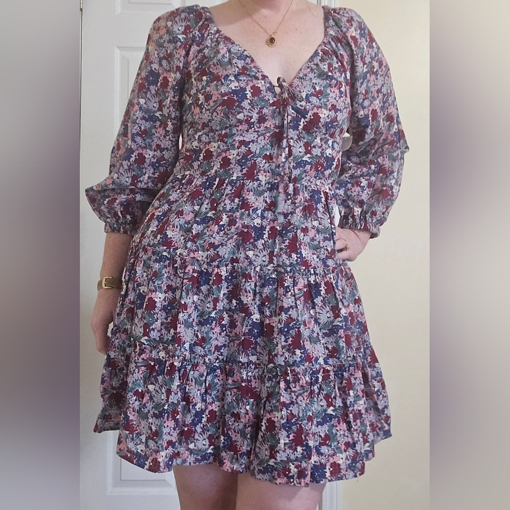 Madewell Multicolor Floral Tiered Mini Dress